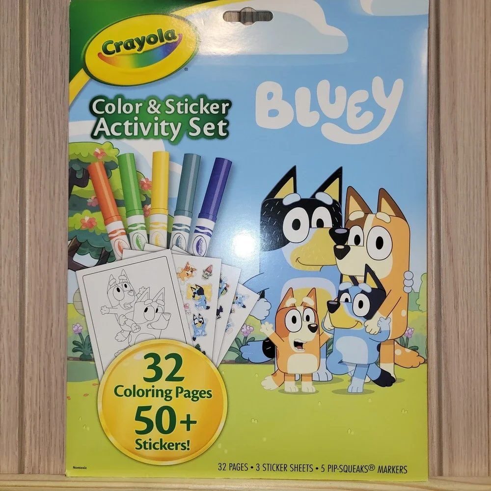 Crayola Bluey Color & Sticker Activity Set 32 Pages 50+ Stickers 5 Markers NEW